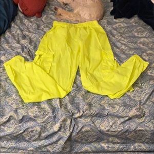 Neon yellow cargo pants
